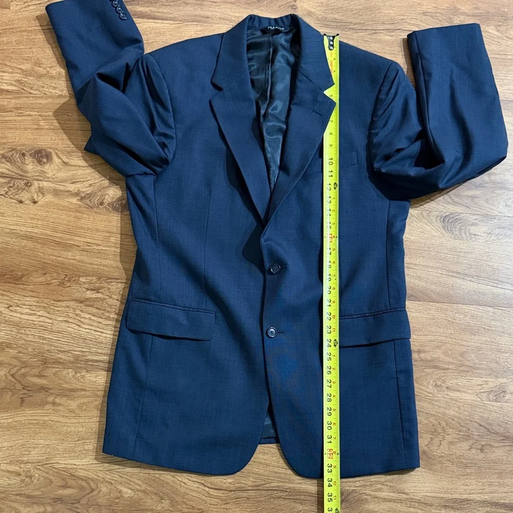 Jos.A.Bank Men Sz 42L Indigo Navy Two Button 100%‎ Wool Lined Blazer